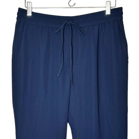 NWOT J.Crew Ankle Pants Sz10 Dark Blue Drawstring High Rise Cropped Cuffed - Picture 3 of 12